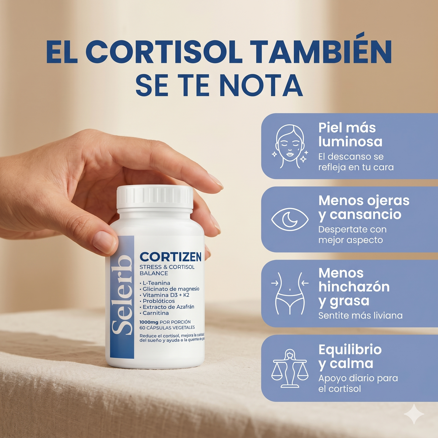 Selerb Cortizen / Capsulas Adelgazantes / Cortisol + Rutina para bajar +10Kg en 2 meses